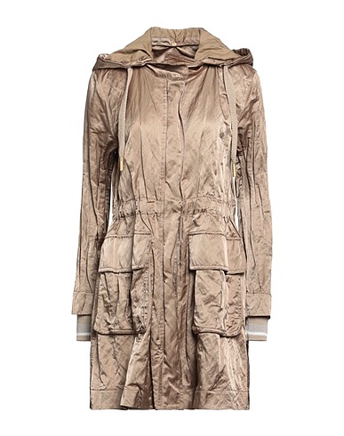 LORENA ANTONIAZZI Full-length jacket Khaki 53% Cotton, 39% Polyamide, 8% Metallic fiber, Polyester, Elastane