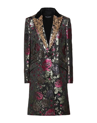 DOLCE&GABBANA Full-length jacket Black 33% Polyester, 32% Acetate, 25% Metallic fiber, 10% Cotton, Glass