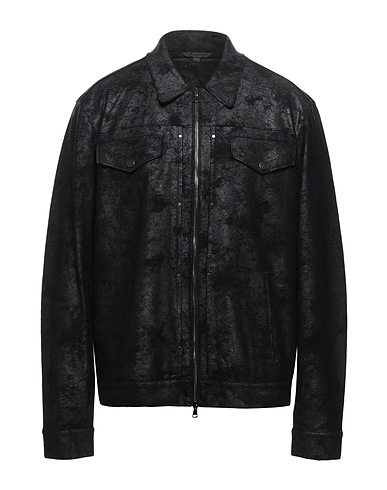 JOHN VARVATOS Biker jacket Black 63% Polyester, 34% Cotton, 3% Elastane