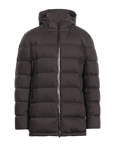 HERNO Shell jacket Dark brown 90% Polyester, 10% Wool, Polyurethane