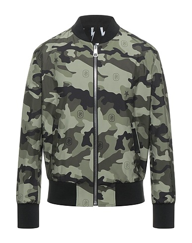 NEIL BARRETT Bomber Military green 100% Polyester, Polyamide, Elastane