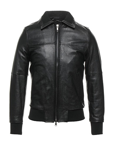 GREY DANIELE ALESSANDRINI Bomber Black 100% Goat skin, Wool, Acrylic