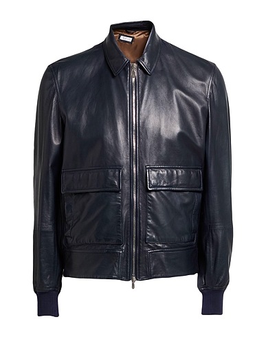 BRUNELLO CUCINELLI Jacket Black 100% Leather, Cotton