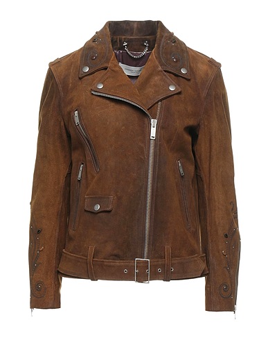 GOLDEN GOOSE Biker jacket Khaki 100% Cow leather