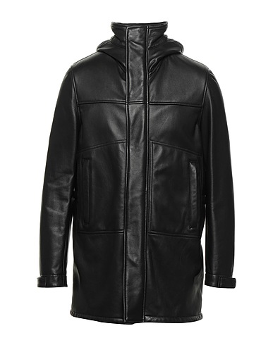 COVER ORCIANI Coat Black 100% Leather