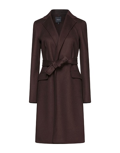 THEORY Coat Dark brown 90% Wool, 10% Cashmere