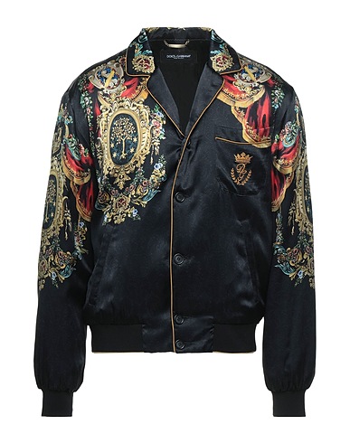 DOLCE & GABBANA Bomber Black 100% Silk, Viscose, Polyester, Elastane