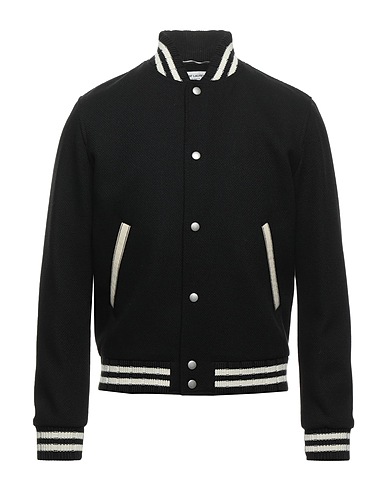 SAINT LAURENT Bomberjacke Schwarz 95% Wolle, 5% Polyamid, Kalbsleder