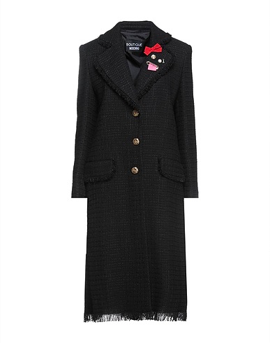 BOUTIQUE MOSCHINO Coat Black 30% Wool, 25% Acrylic, 20% Polyester, 17% Polyamide, 8% Cotton