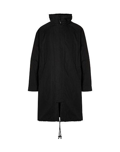 YVES SALOMON Coat YS ARMY Black 71% Cotton, 29% Polyamide, Lamb fur