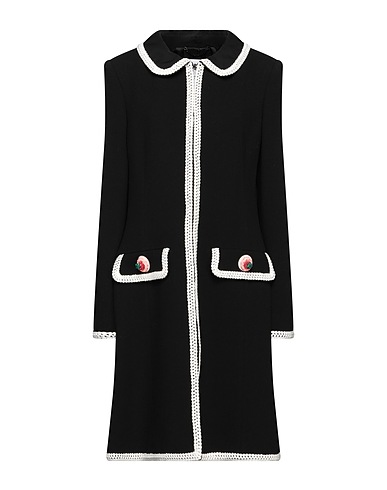 MOSCHINO Cappotto Nero 93% Lana Vergine, 5% Poliammide, 2% Elastan, Seta
