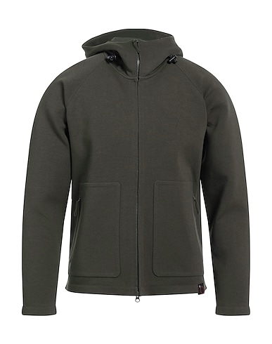 ASPESI Hooded sweatshirt Military green 78% Cotton, 15% Polyester, 7% Elastane