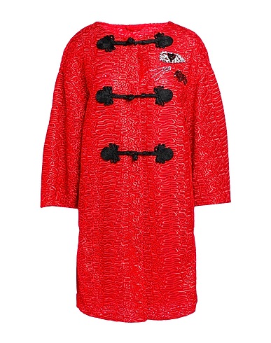 ERMANNO SCERVINO Full-length jacket Coral 93% Polyester, 7% Polyamide, Viscose