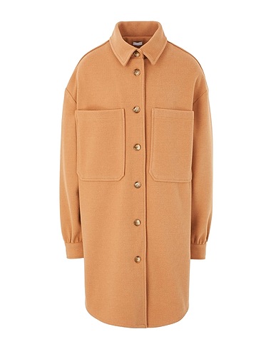 8 by YOOX Solid colour shirts & blouses RELAXED FIT OVERSHIRT W/ POCKETS
 Camel 85% Polyester, 12% Viscose, 3% Wool