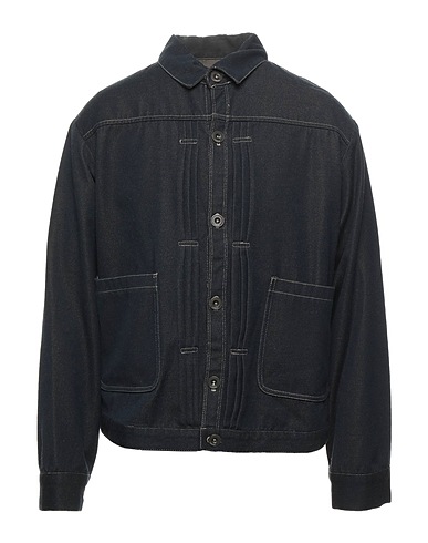 LARDINI Denim jacket Midnight blue 66% Cotton, 17% Wool, 17% Acrylic