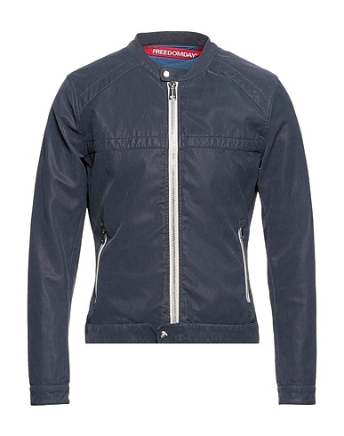FREEDOMDAY Biker jacket Midnight blue 100% Polyurethane, Viscose, Polyester, Cotton, Metallic fiber
