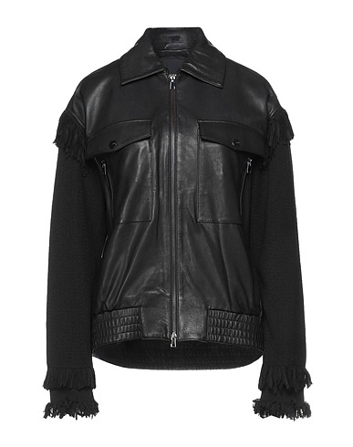 PINKO Bomber Black Lambskin, Acrylic, Cotton, Polyamide, Acetate