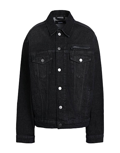 KARL LAGERFELD Denim jacket Unisex Denim Jacket Black 99% Cotton, 1% Elastane