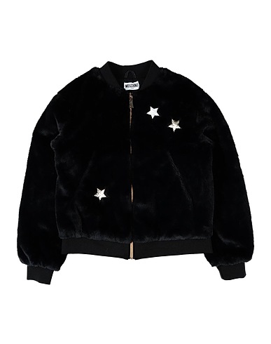 MOSCHINO TEEN Teddy Coat Nero 100% Poliestere, Elastan, Cotone