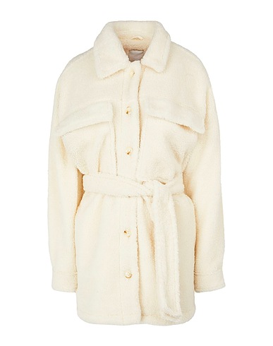 8 by YOOX Piel sintética BELTED TEDDY OVERSHIRT
 Marfil 100% Poliéster