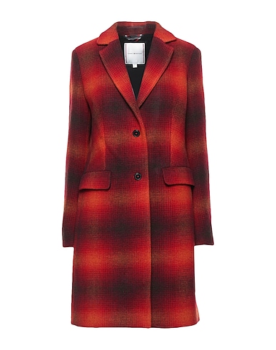 TOMMY HILFIGER Manteau long WOOL BLEND CHECK JACKET
 Rouge 39% Coton, 31% Laine, 14% Polyester, 14% Polyamide, 2% Autres fibres