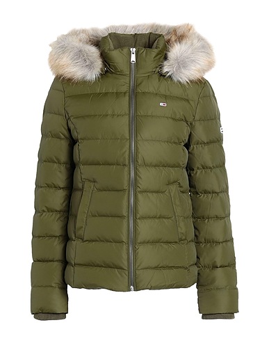 TOMMY JEANS パファージャケット TJW BASIC HOODED DOWN JACKET
 ミリタリーグリーン リサイクルポリエステル 100%