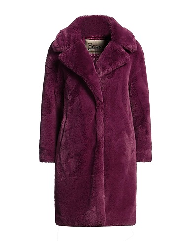 HERNO Teddy Coat Plum 100% Polyester, Cotton, Acetate