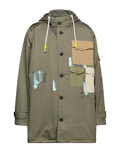PALM ANGELS Coat Military green 100% Cotton, Polyamide