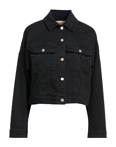 MANILA GRACE Denim jacket Black 99% Cotton, 1% Elastane