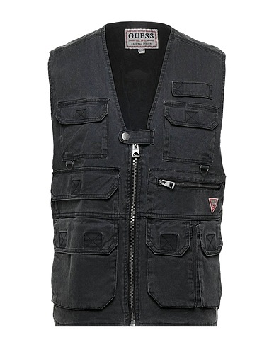 GUESS Denim jacket Black 98% Cotton, 2% Elastane
