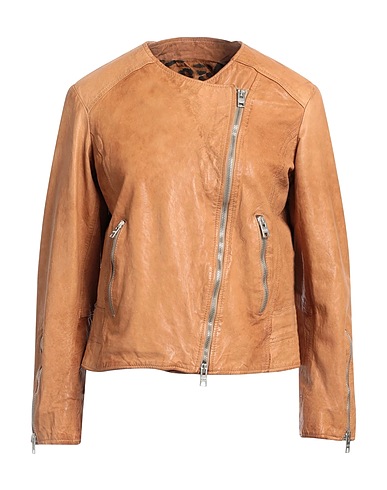 DFOUR Giacca biker Cammello Pelle