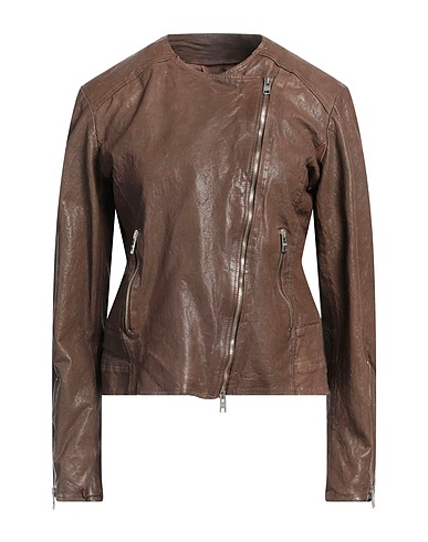 DFOUR Giacca biker Marrone Pelle