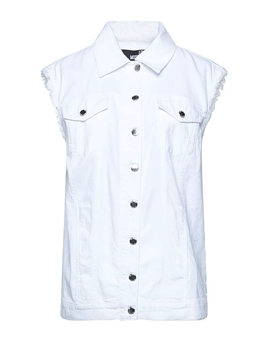 LOVE MOSCHINO Denim jacket White 73% Cotton, 25% Linen, 2% Elastane