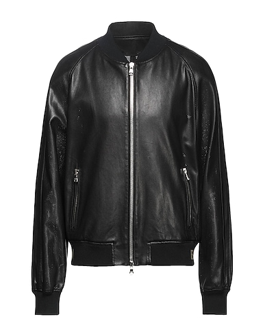 BALMAIN Bomber Μαύρο 100% Δέρμα αρνιού, Πολυεστέρας