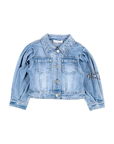 MONNALISA Denim jacket Blue 74% Cotton, 24% Polyester, 2% Elastane