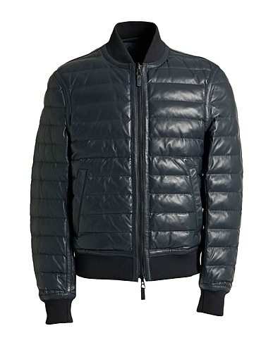 EMPORIO ARMANI Shell  jacket Navy 100% Lambskin, Polyamide, Polyester, Elastane