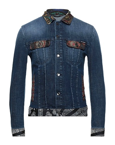 DOLCE&GABBANA Denim jacket Blue 75% Cotton, 20% Polyester, 2% Acetate, 2% Elastane, 1% Metallic Polyester