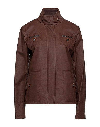 FAY Jacket Chocolate brown 100% Linen, Polyurethane