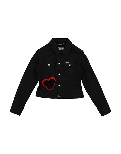 PHILIPP PLEIN Denim jacket Black 99% Cotton, 1% Elastane