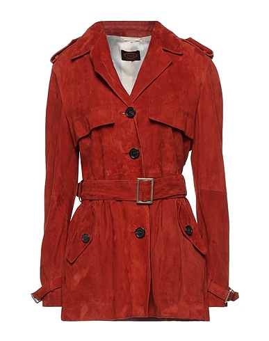 TOD'S Full-length jacket Rust 100% Ovine leather