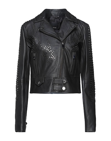 PINKO Biker jacket Black 100% Sheepskin