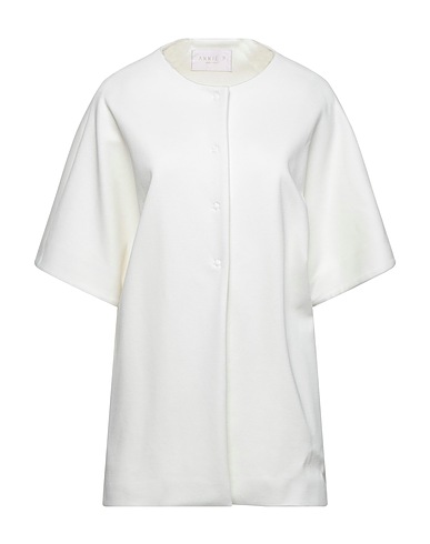 ANNIE P. Full-length jacket White 98% Cotton, 2% Elastane