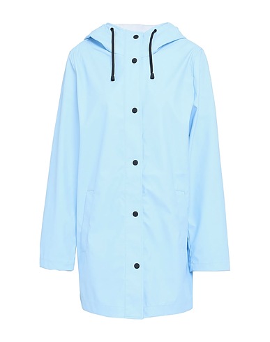 ONLY Full-length jacket Sky blue 100% Polyester, Polyurethane coated