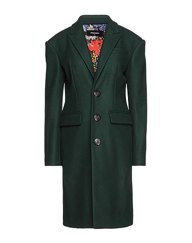 DSQUARED2 Coat Dark green 79% Virgin Wool, 20% Polyamide, 1% Elastane
