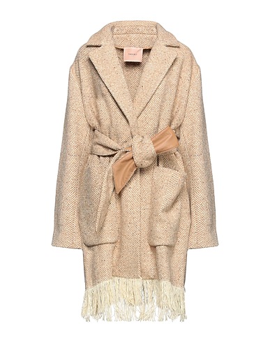 TWINSET Mantel Beige 63% Wolle, 20% Acryl, 14% Polyester, 3% Andere Fasern