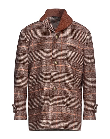 DANIELE ALESSANDRINI Coat Chocolate brown 65% Polyester, 30% Acrylic, 5% Other Fibres