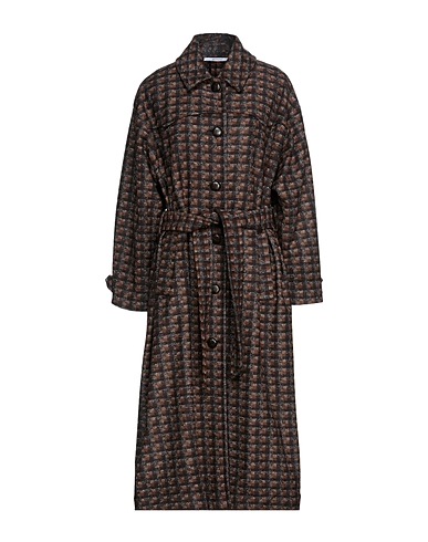 AGLINI Full-length jacket Brown 44% Polyester, 36% Acrylic, 15% Wool, 5% Other Fibres
