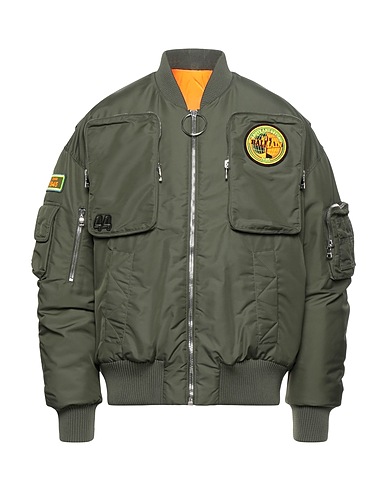 BALMAIN Bomber Military green 100% Polyamide, Elastane, Polyester