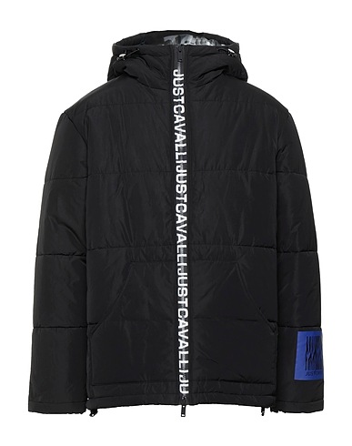 JUST CAVALLI Shell jacket Black 100% Polyester, Polyamide, Elastane