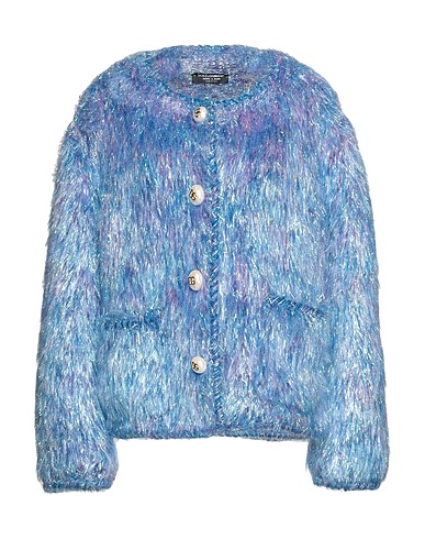 DOLCE&GABBANA Teddy Coat Azure 85% Synthetic fibers, 6% Mohair wool, 5% Virgin Wool, 4% Wool